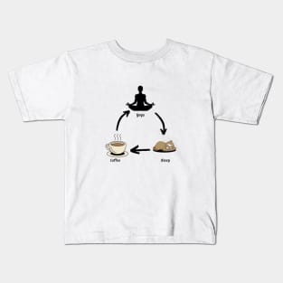 coffee yoga sleep and repeat Kids T-Shirt